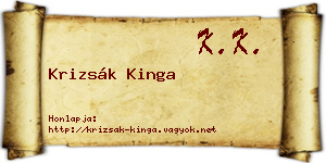 Krizsák Kinga névjegykártya